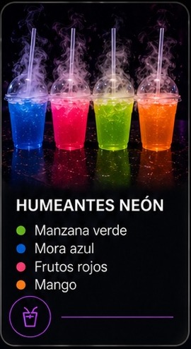 Humeantes Neón: manzana verde, mora azul, frutos rojos y mango