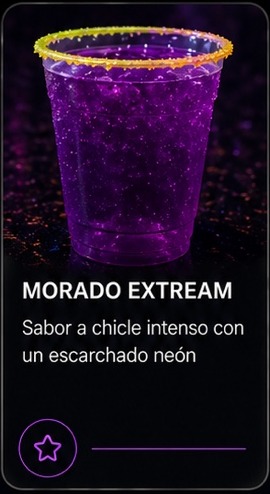 Morado Extream: sabor a chicle intenso con escarchado neón