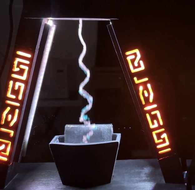 Portal Dropix Flex con flujo de agua curvado.
