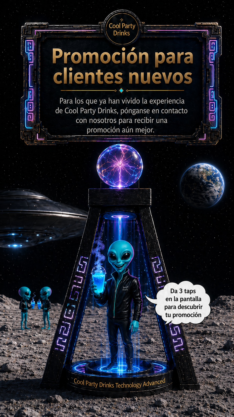 Promoción para clientes nuevos de Cool Party Drinks en la luna